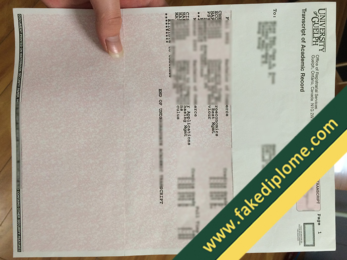University of Guelph fake diploma, University of Guelph fake transcript