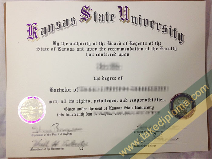 Kansas State University diploma, Kansas State University fake degree, Kansas State University certificate