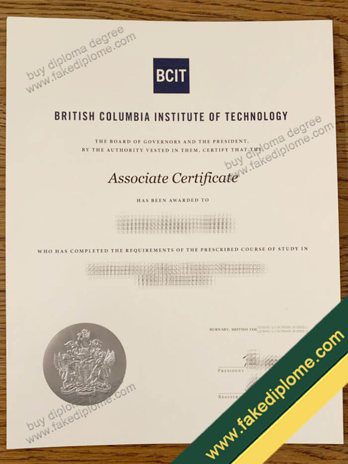 BCIT diploma, BCIT degree, BCIT certificate sample