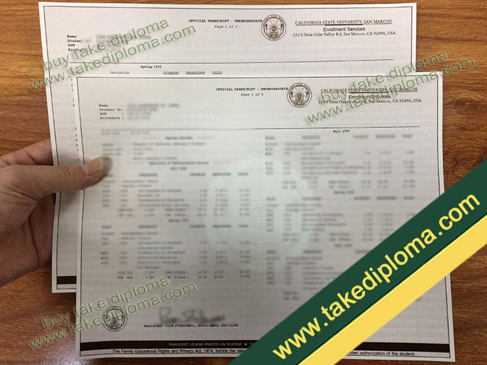 California State University San Marcos transcript sample example