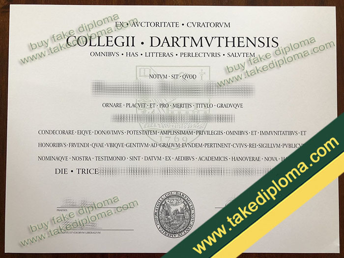 Dartmouth College diploma, Dartmouth College degree, Dartmouth College certificate