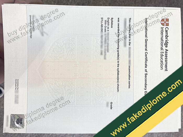 IGCSE fake certificate, IGCSE diploma sample, IGCSE certificate example