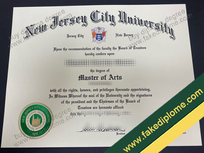 New Jersey City University diploma, New Jersey City University degree, New Jersey City University certificate