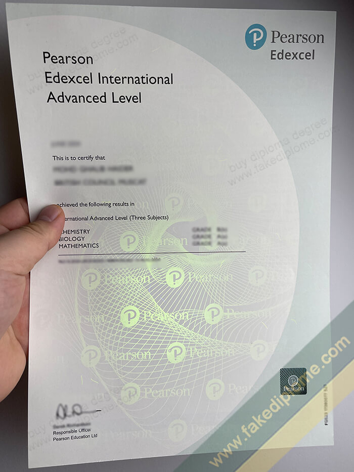 Pearson Edexcel A Level diploma, Pearson Edexcel A Level fake certificate, Pearson Edexcel A Level certificate sample