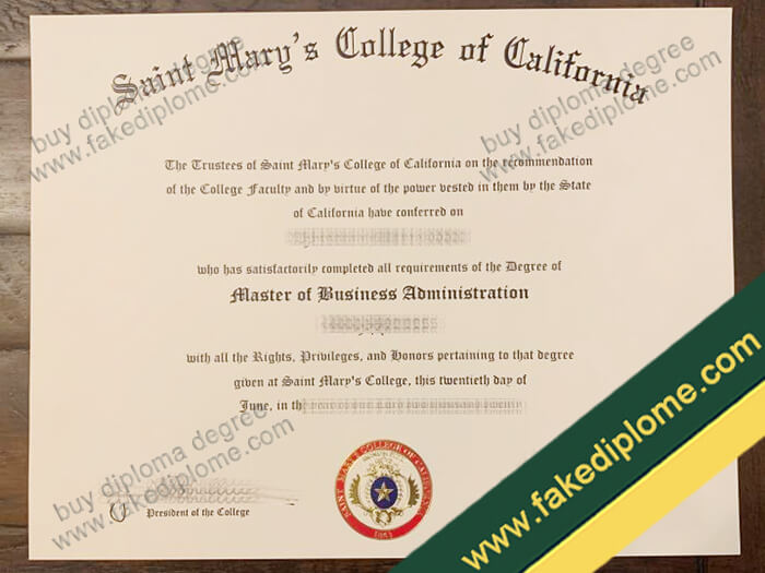 Saint Mary's College of California diploma, Saint Mary's College of California degree, Saint Mary's College of California certificate