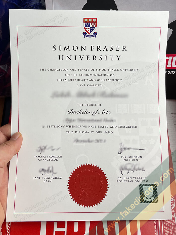 Simon Fraser University diploma, Simon Fraser University degree, Simon Fraser University certificate sample