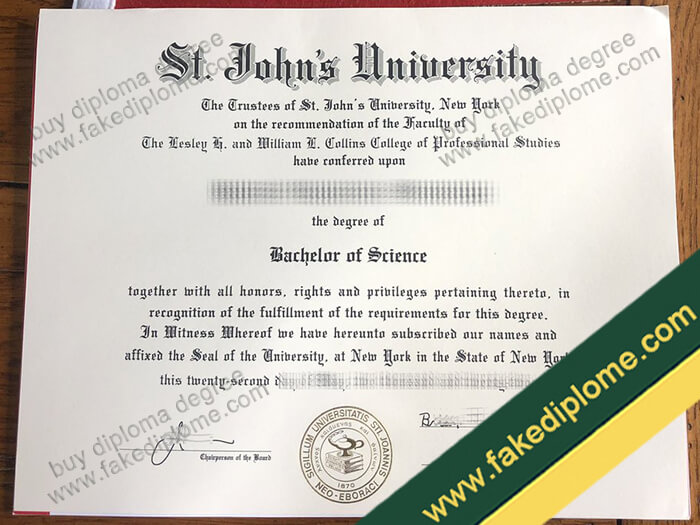 St. John's University diploma, St. John's University degree, St. John's University fake certificate