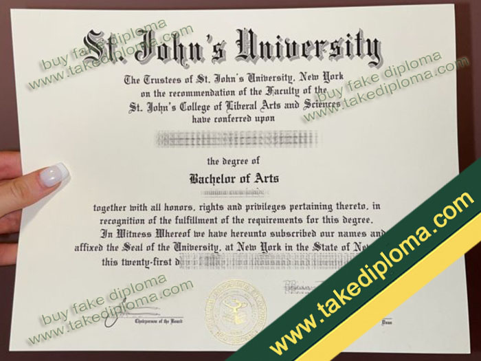 St. John's University diploma, St. John's University degree, St. John's University fake certificate