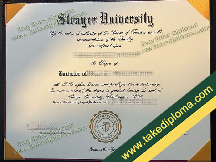 Strayer University diploma, Strayer University degree, Strayer University certificate sample