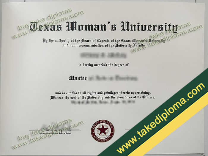 Texas Woman’s University diploma, Texas Woman’s University degree, Texas Woman’s University certificae sample