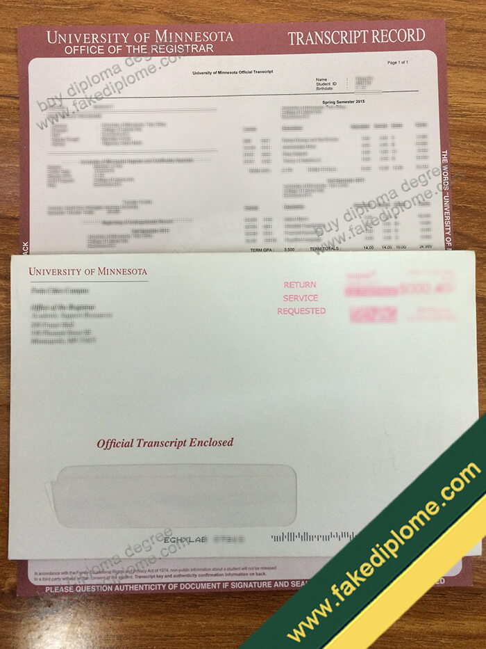 University of Minnesota diploma, University of Minnesota fake degree, University of Minnesota fake transcript