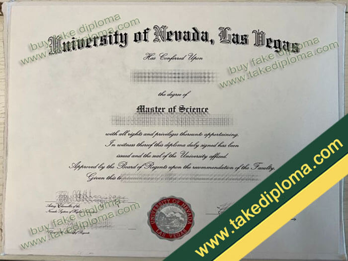 The University of Nevada, Las Vegas diploma, The University of Nevada, Las Vegas degree, The University of Nevada, Las Vegas certificate