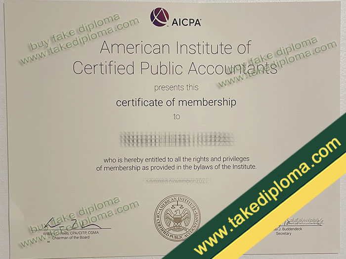 AICPA diploma, AICPA certificate sample