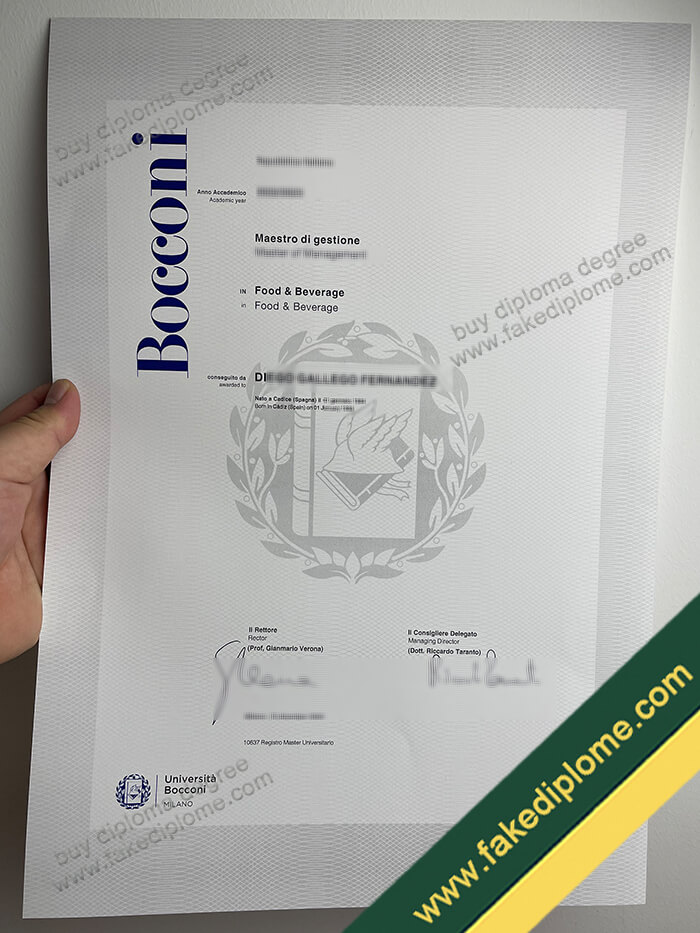 Università Bocconi diploma, Università Bocconi degree, Università Bocconi certificate