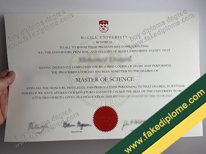 McGill University diploma, McGill University degree, McGill University certificate
