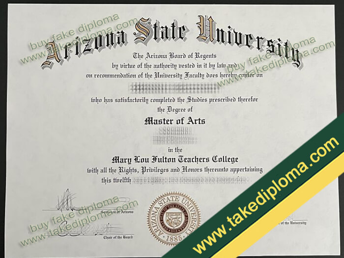 Arizona State University diploma, Arizona State University degree, Arizona State University certificate