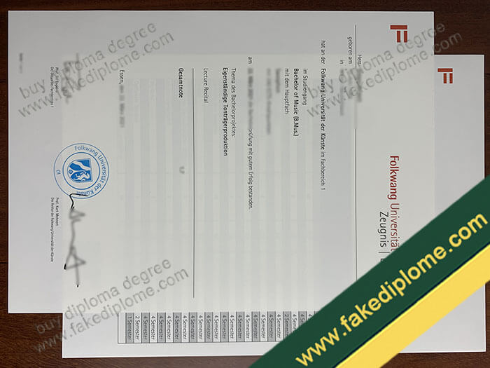 Folkwang Universität der Künste diploma, Folkwang Universität der Künste degree, Folkwang Universität der Künste certificate