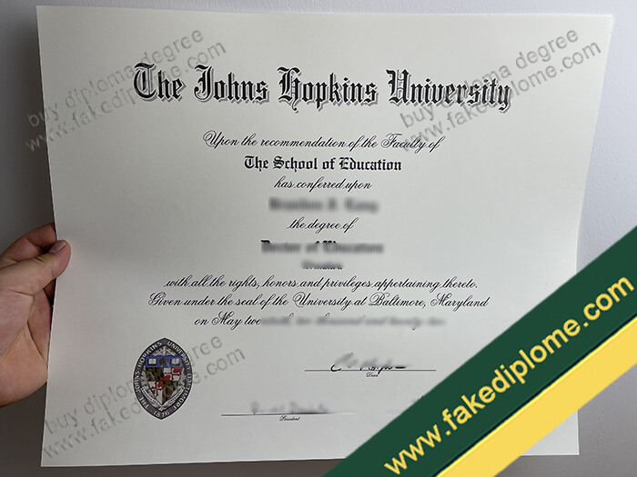 Johns Hopkins University diploma, Johns Hopkins University degree, Johns Hopkins University certificate