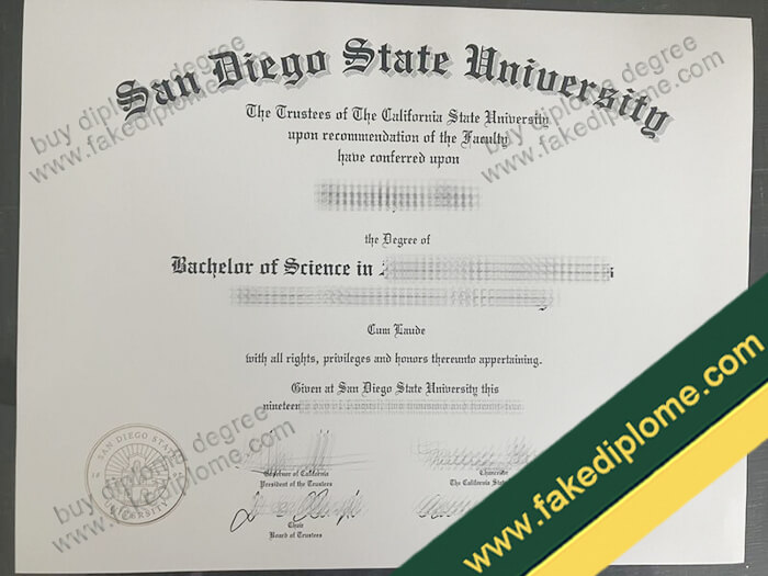San Diego State University diploma, San Diego State University degree, San Diego State University certificate