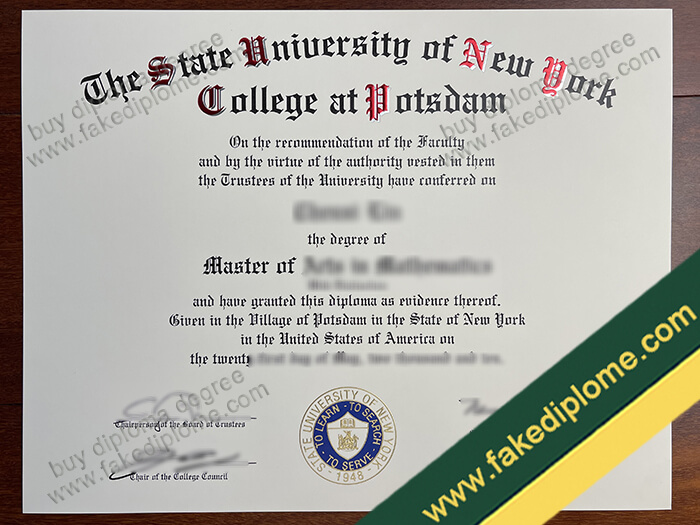 State University of New York at Potsdam diploma, State University of New York at Potsdam degree, State University of New York at Potsdam certificate