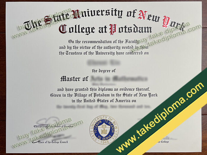 State University of New York at Potsdam diploma, State University of New York at Potsdam degree, State University of New York at Potsdam certificate