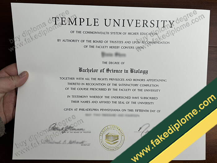 Temple University diploma, Temple University degree, Temple University certificate