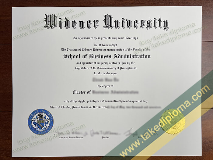 Widener University diploma, Widener University degree, Widener University certificate