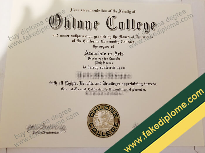 Ohlone College diploma, Ohlone College certificate