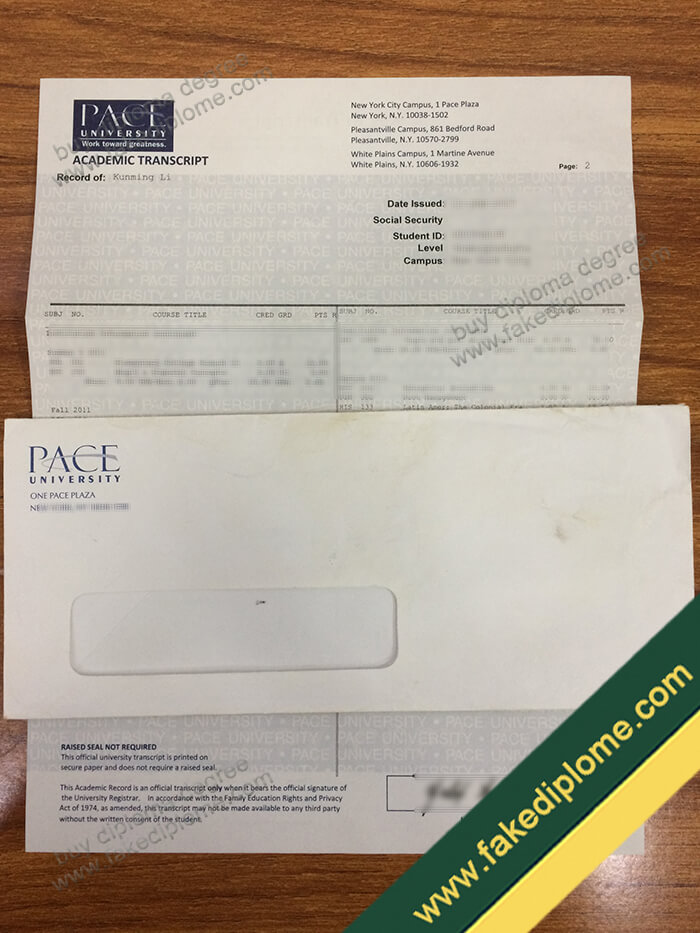 Pace University diploma, Pace University degree, Pace University transcript