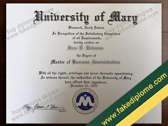 University of Mary diploma, University of Mary degree, University of Mary certificate
