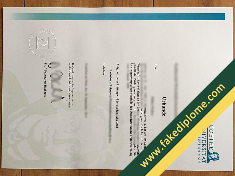 Goethe University Frankfurt diploma, Goethe University Frankfurt degree, Goethe University Frankfurt certificate