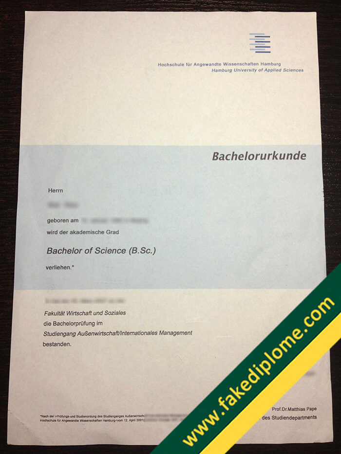 HAW Hamburg fake diploma HAW Hamburg fake diploma Hochschule für Angewandte Wissenschaften Hamburg Urkunde Sample